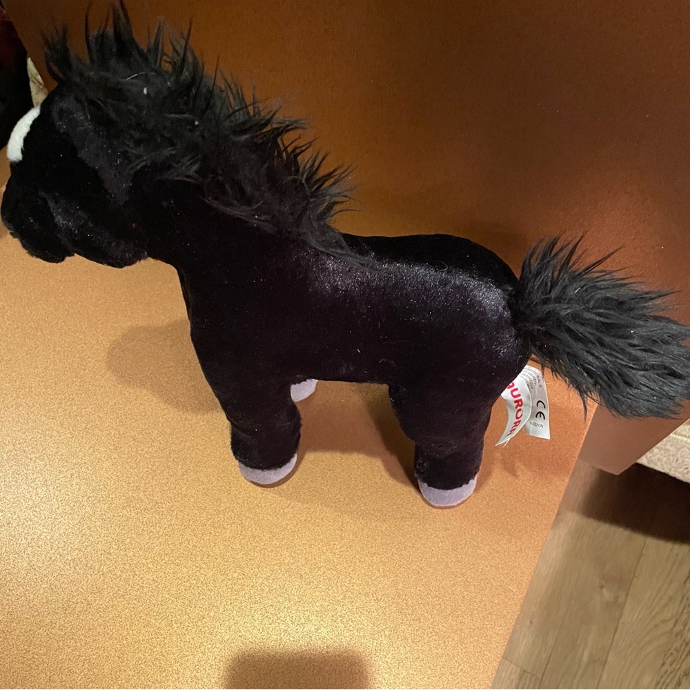 Aurora Plush Standing Horse with White Forehead spot, Black, Vintage, Like New